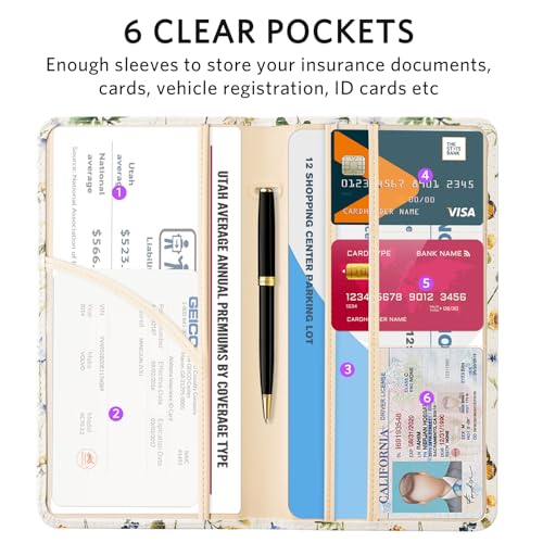 CoBak Car Registration and Insurance Holder - Vehicle Glove Box Car Organizer,Auto Truck Comparment Accessories Case with Magnetic Closure for Driver License,Cards - color: L-Butterfly Wonderland