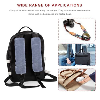 Sun Walker 2PCS Seat Belt Shoulder Pads, Fluffy Soft Plush Auto Seat Belt Pads for Protecting Your Neck & Shoulder, Comfortable Seatbelt Cover Warm Protective Cushion for Most Cars (Gray) - color: Gray