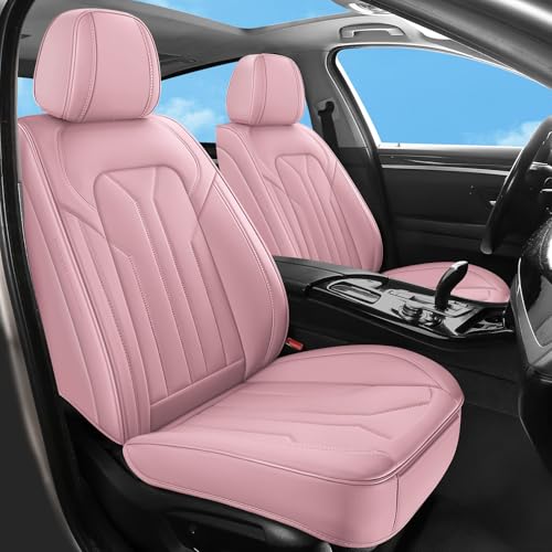 Car Seat Covers Full Set,5 Seat Leather Seat Covers for Cars,Pink Front Seats and Back Seat Cover,Waterproof Car Seat Cushion Protectors,Universal Fit for Most Cars SUV Trucks - color: Pink