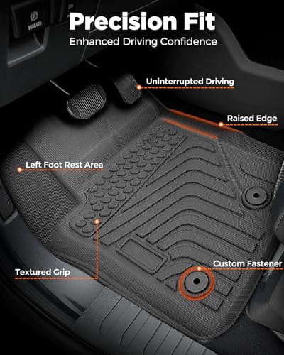 Car 5FT Bed Liner & Floor Mats for Ford Ranger SuperCrew Cab: 2026 2025 2024 All-Weather Mats Full Set for Ford Raptor with 5ft Trunk Bedmat, Anti-Slip Waterproof Protection Truck Accessories