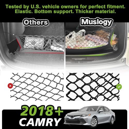 Truck Bed Cargo Net Trunk Netting Compatible with 2018-2025 2026 Toyota Camry Accessories, Pickup Cargo Organizer SUV Sedan Storage Net w/Heavy Duty Carabiners - style: 2018+ Camry