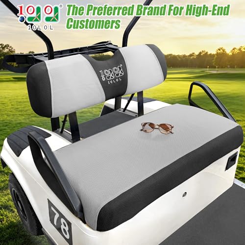 10L0L Golf Cart Seat Covers, Super Comfort Cooler Than Vinyl Seat Cover, Front and Rear Seat Cover for Yamaha EZGO Club Car, No Drilling Breathable Mesh Bench Seat Blanket, Machine Washable - color: Light Gray, style: Front Seat - For EZGO TXT & RXV & Clu