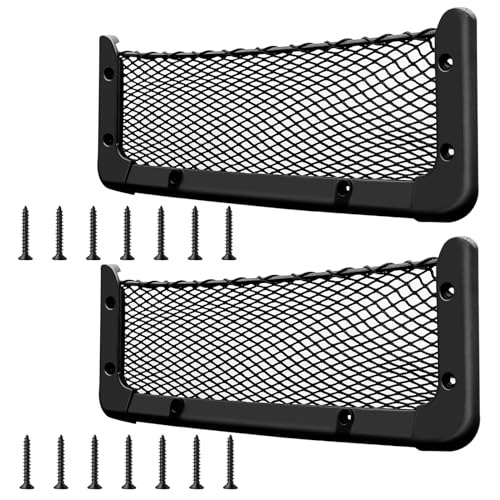 ABS Plastic Frame Automotive Cargo Nets Car Net Pocket Phone Car Mesh Net Holder RV Storage Boat Cargo Pocket Organizer Framed Mesh Net Pocket with Screws for Auto RV Net(2, 13.8 x 5.1 Inch) - size: 13.8 x 5.1 Inch