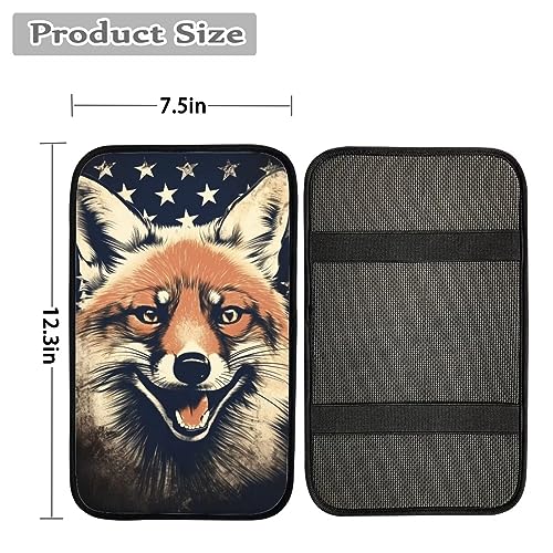 Car Center Console Pad, Universal Waterproof Car Armrest Seat Box Cover, Car Interior Accessories for Most Vehicle SUV Truck Vintage American Flag Fox Car Armrest Pad - color: vintage american flag fox