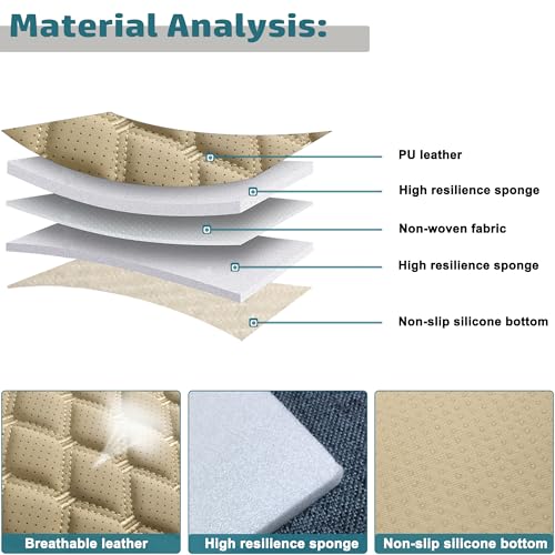 Black Panther 1 Pair Luxury Car Seat Covers Protectors, Anti-Slip Driver Seat Cover with Partial Backrest Coverage (Middle Part Only), Diamond Pattern, Compatible with 95% Cars (Beige) - color: Diamond Pattern - Beige