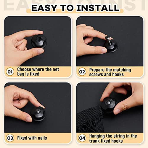Frienda 2 Pieces Stretchable Small Cargo Net Pocket Storage Mesh Net Elastic Automotive Storage Pouch with 8 Pieces Mounting Screws and Hooks for Truck Car SUV Boats(17.7 x 9.8 Inches) - size: 17.7 x 9.8 Inches