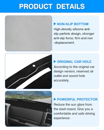Autorder Dashboard Cover Mat for 2009 2010-2018 Dodge Ram 1500 2500 3500 Accessories Dash Cover Flannel Dash Mat Sunshade Glare UV Rays Protector (Without Hud) - size: Black 2009-2018 Dodge Ram