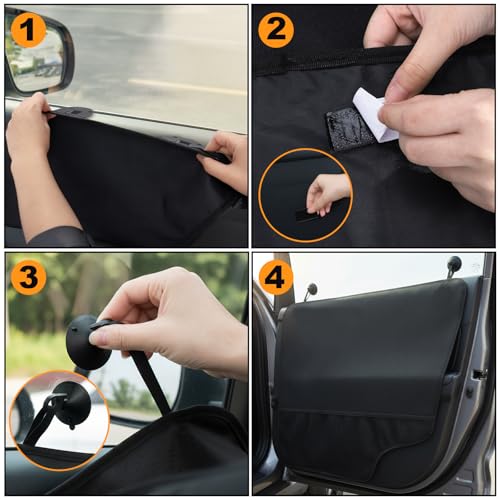 Covzoe 2 Pack Dog Car Door Protector, Waterproof Scratch-Resistant Vehicle Door Covers, Washable Pet Vehicle Door Guard, Secure Fit for Cars, Trucks, SUVs
