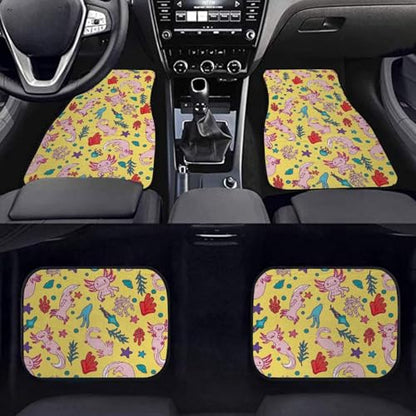 Axolotl Yellow Automotive Floor Mats Front and Rear Car Mat Carpet Set Universal Fit Auto Foot Mats Carpets, 4 Pcs - color: Axolotl Yellow