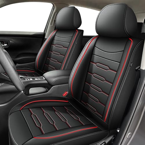 2 Front Car Seat Covers Fit for 2016-2026 Honda HRV/HR-V LX,Sport,EX,EX-L,Touring: Waterproof Luxury Leather Seat Covers Compatible with Airbag (2 Seats Black&Red) - color: #016 Black&Red, size: 19.HR-V-2 Front Seat Covers Only