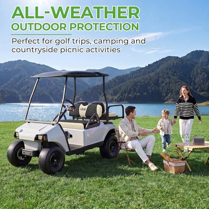 10L0L Golf Cart Seat Covers, Super Comfort Cooler Than Vinyl Seat Cover, Front and Rear Seat Cover for Yamaha EZGO Club Car, No Drilling Breathable Mesh Bench Seat Blanket, Machine Washable - color: Black + Beige, style: Front Seat - For EZGO TXT & RXV &