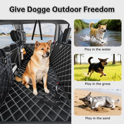 RYNVALE [2026 Upgraded] Hard Bottom Car Seat Cover for Dogs, 600lbs Heavy Duty Back Seat Extender, Waterproof Dog Car Hammock with Detachable Mat, Fits SUV & Trucks, 2-4 Large Dogs, Large - size: Large