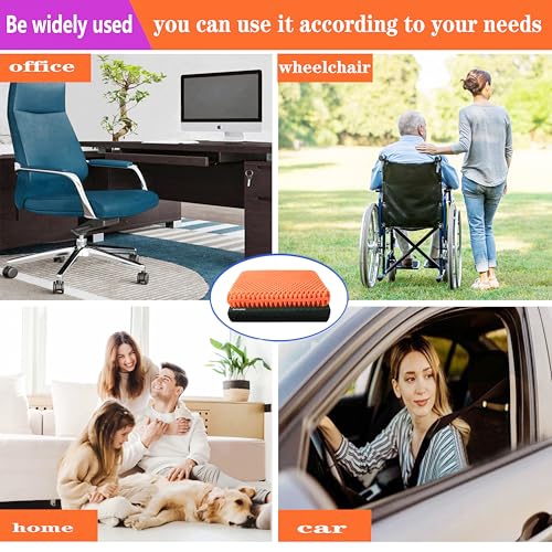 Plus Size Gel Seat Cushion for Long Sitting, Large and Thick, Breathable Support Seat Cushion for Back, Hip, Sciatica, Tailbone Pain Relief, Use for The Office, Wheelchair, Car, Recliner.(Orange)