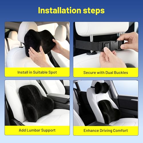 Car Pillow for Toyota Camry（1 Set）,Car Neck Pillow,Lumbar Support Pillow for Car,Memory Foam Pillow,Ergonomic Pillow,Adjustable and Washable,Car Essentials for Long Trips,Car Accessories,Suede