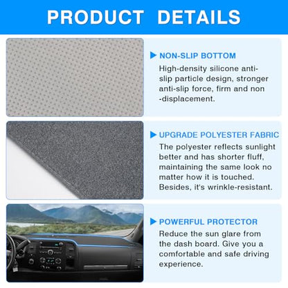 Autorder Gray Dashboard Cover Mat for 2007-2013 Chevy Chevrolet Silverado/GMC Sierra with Two Glove Boxes Accessories Dash Cover Upgrade Polyester Dash Mat Sunshade Glare UV Rays Protector - size: Gray 07-13 Silverado 2 Glove Boxes