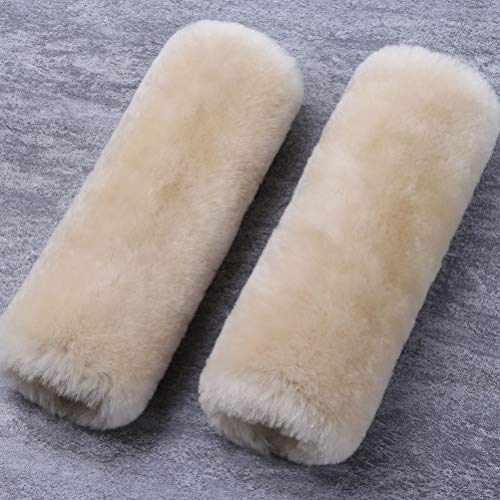 2 Pack Automotive Authentic Sheepskin Car Seat Belt Pads, Soft Shoulder Pad, Neck Cushion Protector, Genuine Natural Merino Wool (Pearl) - color: Pearl, size: Shearling Wool