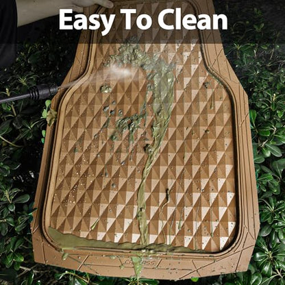 CAR PASS Heavy Duty Rubber Car Mats, Deep Dish All-Weather Floor Mat for Car Full Set Durable Anti-Slip 3D Rhombus Waterproof Trim to Fit Liner Universal Fit Automotive,Sedan,SUV,Truck, 3 Piece Beige - color: light beige