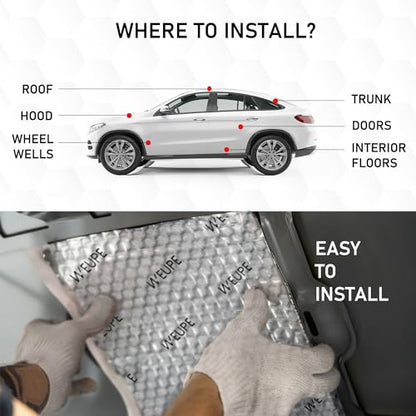 Sound Deadening Mat for Cars, 80 mil 10 sqft, Butyl Automotive Sound Deadener, Noise Insulation Dampening Material for Car Trunk, Speaker, Door, Floor and Ceiling, Silver - style: Silver - 10 sq ft