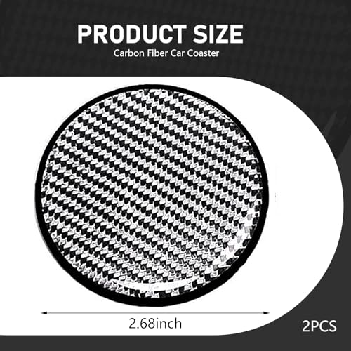 2PCS Car Cup Holder Coasters, Carbon Fiber Non-Slip Cup Coaster, 2.68" Waterproof Cup Holder Insert Coaster Pad, Universal Drink Mat for Car Truck SUV, Auto Interior Accessories(Silver) - color: Silver