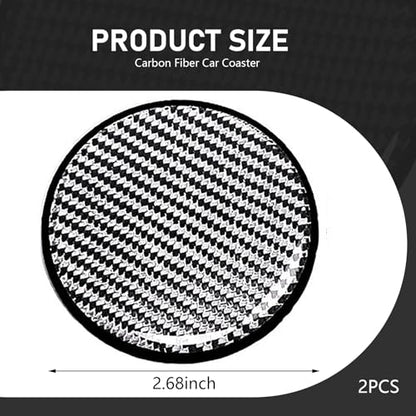 2PCS Car Cup Holder Coasters, Carbon Fiber Non-Slip Cup Coaster, 2.68" Waterproof Cup Holder Insert Coaster Pad, Universal Drink Mat for Car Truck SUV, Auto Interior Accessories(Silver) - color: Silver