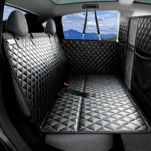High Barrier Dog Car Seat Cover with Hard Bottom,Mesh Window,Waterproof,Anti Scratch,Safe,Easy to Use and Clean,Holds 330lbs,Foldable Car Seat Protector for Cars,SUVs,Small Pickup Trucks