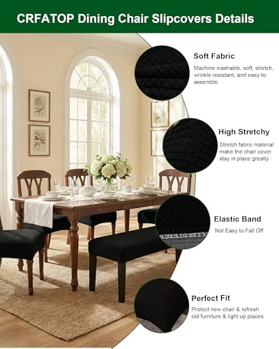 CRFATOP Jacquard Dining Room Chairs Seat Covers Set of 4 with Soft Bench Chair Cover Stretch Kitchen Chair Slipcover Washable Seat Cushion Slipcover Protector for Hotel Ceremony Banquet Wedding,B11 - color: Jacquard B11