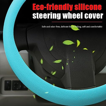 JDDRY Steering Wheel Cover - Silicone Protector - Universal Fit - Light Blue (1PC) - color: Light Blue