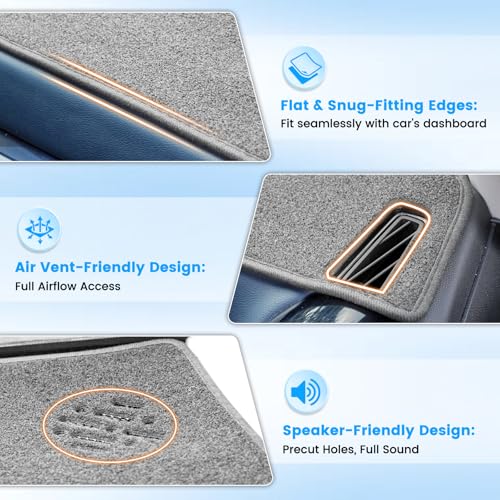 KUST Gray Dash Cover Compatible with 2025-2026 Toyota 4Runner & 2024-2026 Toyota Tacoma Dashboard Cover Accessories for 4Runner/ Tacoma Non-Slip Polyester Dashboard Mat No Glare - size: 4Runner 25-26(Gray)