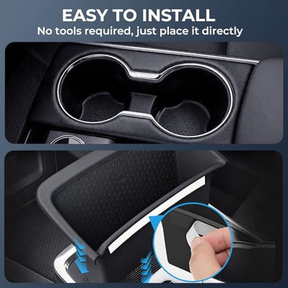 Cup Holder Insert & Wireless Charging Protective Mat for Chevrolet Equinox 2026 2025(Not for EV) Interior Accessories Cup Holders & Wireless Charger Cover Pad for Chevy Equinox 2025-2026, Black - style: Fits for 2025-2026 Equinox (Not for EV)