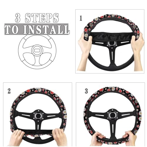 Ladybug Car Steering Wheel Cover for Women Washable Steering Wheel Protection with Elastic Edge Universal Fits SUV Vehicle Sedan Truck All Season 2025 - color: Ladybug