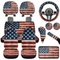 American Flags Auto Front Rear Seat Cover Set for Women Car Accessories Cup Holders Car Armrest Cover Seat Covers Steering Wheel Cover Headrest Covers Universal Fit for Truck Vans Suvs - color: American Flags