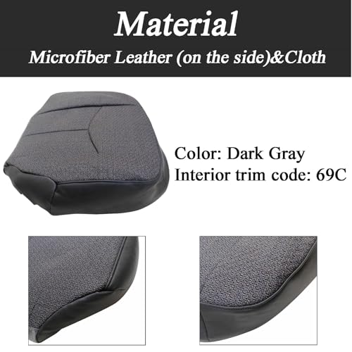 NLQR Front Driver Side Bottom Replacement Seat Cover Cloth Dark Gray and Bottom Foam Cushion Compatible with Chevy Silverado GMC Sierra 2003 2004 2005 2006 2007