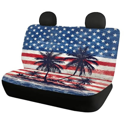 AFPANQZ Car Seat Covers 2 Pcs Back Seat Cushion Split Bench Covers, American Flag Palm Universal Rear Seat Protector for SUV Trucks Sedan - color: American Flag Palm