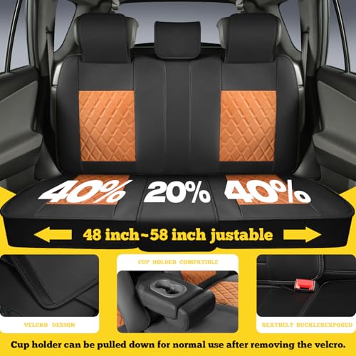 LINGVIDO Car Seat Covers Full Set (5 Seats) - Premium Perforated Nappa Leather, Waterproof Shield, Omni-Adapt Fit SUVs Sedans, Ultimate Family & Pet Protection - color: Black & Brown (A), size: Full Set (5 Seats)
