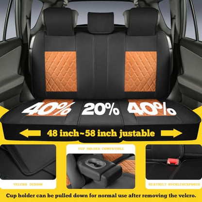 LINGVIDO Car Seat Covers Full Set (5 Seats) - Premium Perforated Nappa Leather, Waterproof Shield, Omni-Adapt Fit SUVs Sedans, Ultimate Family & Pet Protection - color: Black & Brown (A), size: Full Set (5 Seats)