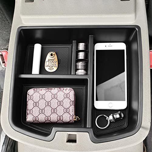 HGWEI Center Console Organizer Compatible with 2007-2014 Chevy Silverado GMC Sierra Avalanche Tahoe Suburban Yukon Yukon XL Accessories, Floor Mounted Center Console ONLY, Black Trim - color: black