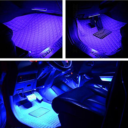 Car LED Strip Light, EJ's SUPER CAR 4pcs 48 LED Car Interior Lights Under Dash Lighting Waterproof Kit,Atmosphere Neon Lights Strip for Car,DC 12V(Blue) - color: Blue(48LED Beads)