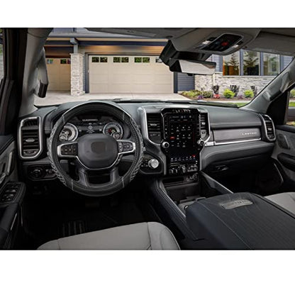 West Llama Customized Auto Car Steering Wheel Cover for Dodge RAM 1500 2500 3500, 15.5-16 inch (Diamond Quilted-Black+Gray-Large Size) - color: B-Black+Gray, size: Large Size (15 ½''-16'')