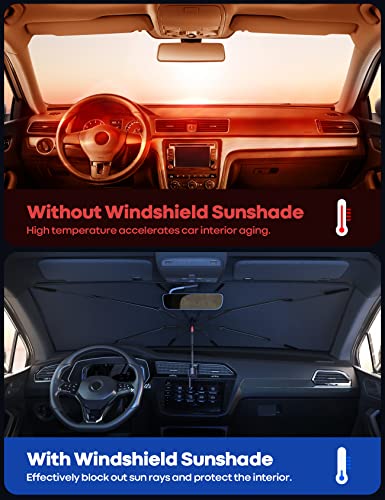Lamicall Car Windshield Sunshade Umbrella - Foldable Car Windshield Sun Shade Cover, 5 Layers UV Block Coating, 52"x31" Front Window Heat Insulation Protection, for Auto Sedan, SUV Windshield - size: 52"x31"