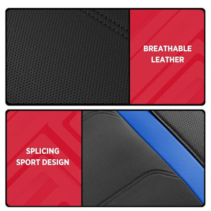 Rubbermaid Leather Car Seat Cover – Universal Front Seat Cover, Airbag Compatible, Easy to Install, Water-Resistant and Durable Automotive Seat Cover for Cars, Trucks, SUVs, Vans – Blue - color: Blue