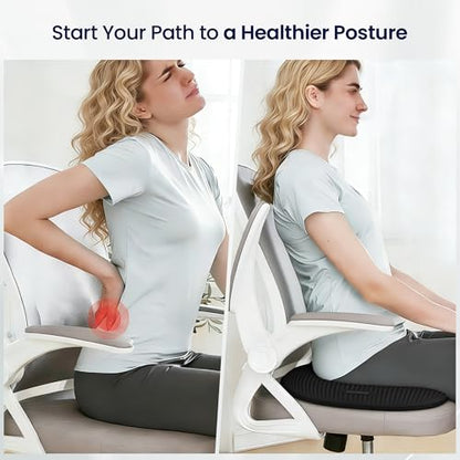 Cooling Gel Seat Cushion for Long Sitting, Black | 3-Second Cooling, Pressure Relief, For Car Seat & Office Chair, Tailbone & Coccyx Support, For Long Sitting