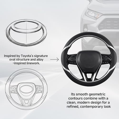 Customized Auto Car Steering Wheel Cover for Toyota RAV4 LE XLE Limited Hybrid 1996-2025 2026, Black+Silver - color: A-Black+Silver