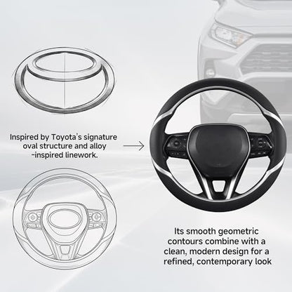 Customized Auto Car Steering Wheel Cover for Toyota RAV4 LE XLE Limited Hybrid 1996-2025 2026, Black+Silver - color: A-Black+Silver