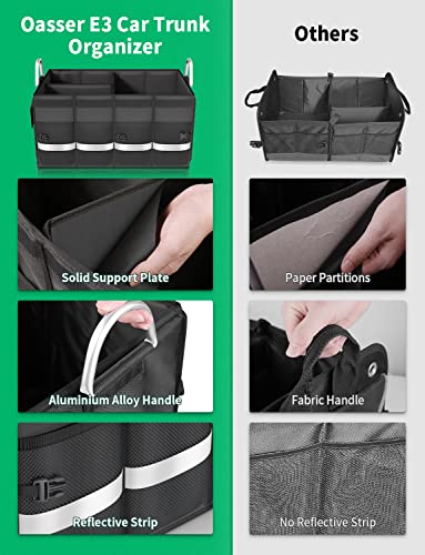 Oasser Trunk Organizer, Large, Black | Waterproof, Collapsible, Foldable Hard Cover, Aluminium Alloy Handle, Reflective Strip - color: Black, size: Large
