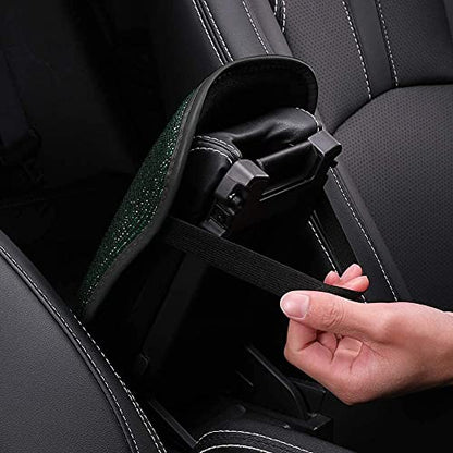 Bling Bling Car Armrest Cover Auto Center Console Protective Cover Luster Crystal Rhinestone Car Arm Rest Cushion Pad Car Interior Accessory (Bling-Blue) - color: Bling-Blue