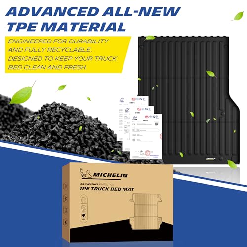 MICHELIN Truck Bed Mat for 2005-2023 Toyota Tacoma - 5 FT / 60.5" Short Bed, All-Weather Truck Bed Liner, Custom Fit, Durable TPE Bedliner, Non-Slip - size: 1) Tacoma | 05-23 | 5 FT