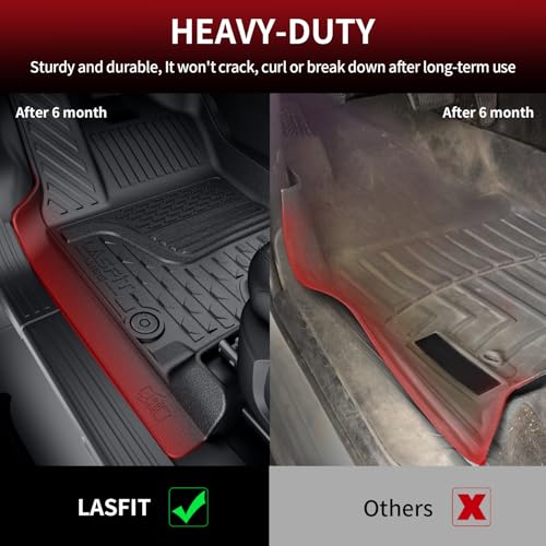 LASFIT Floor Mats for Ram 1500 Quad Cab 2025 2026 Bucket Seat(Not for Bench Seating), All Weather TPE Custom Fit Car Mats Floor Liners 1st & 2nd Row, Black - style: 2) 1500 | 2025-2026 |Quad Cab Floor Mats