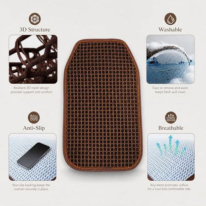 Cool and Breathable 3D air MESH car seat Cushion for Summer, Universal Ventilated Comfortable seat pad, Suitable for sedans, Vans, Pickup Trucks, and SUVs (Brown Back cushion-1PCS) - color: Brown Back Cushion-1pcs