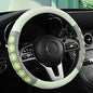 Car Steering Wheel Cover for Women Cute Flower Green Steering Wheel Cover Leather Non-Slip Fit 15 inch - color: Lime Green