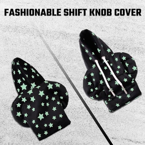 Automotive Interior Mini Funny Car Gear Shift Hoodie Knob Cover Universal Upgrade Star Glow in The Dark Gear Shift Cover, Black A